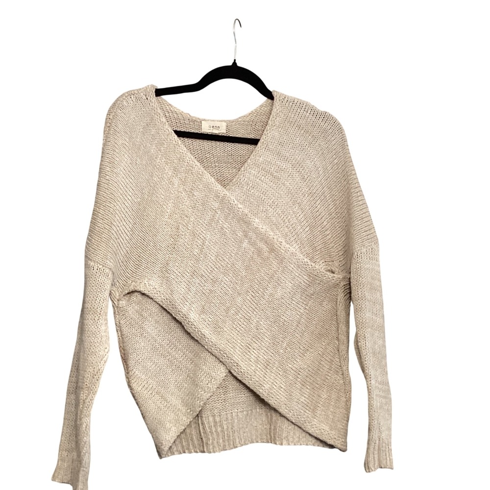 Aeon Los Angeles Beige Knit Wrap Sweater Long Sleeve Women Size S‎